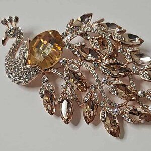 JTV Rose Goldtone Peacock Brooch